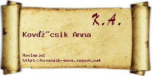 Kovácsik Anna névjegykártya