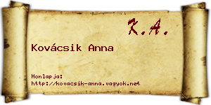 Kovácsik Anna névjegykártya