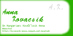 anna kovacsik business card